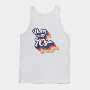 'Born in the 70s' stacked retro faded worn design Tank Top